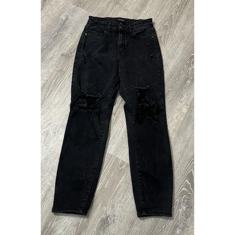 Judy Blue Size 5/27 Black High Rise Boyfriend Jeans Distressed JB82161BK 27x27